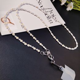 Cell Phone Straps Charms Crossbody Hanging Chain Mobile Phone Lanyard Pearl Love Pendant Hanging Neck Detachable Belt Buckle Phone Case Clip Universal 230831