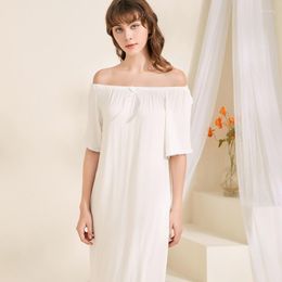 Women's Sleepwear Sweet Short Sleeved Long Dress For Women Sleep Nightgowns Princess Style Cotton Home Wear Clothes Oversized Summer