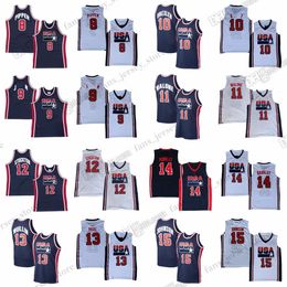 Custom Mens S-6XL1992 Retro Basketball jerseys 7 Bird 5 Robinson 10 Drexler 8 Pippen 11 Malone 12 Stockton 13 Mullin 15 Johnson 14 Barkley 4 Laettner Stitched Jersey