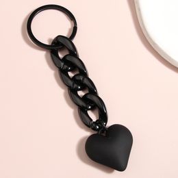 Keychains Lanyards Handmade Heart Keychain Acrylic Plastic Link Chain Key Ring For Women Girls Handbag Pendant Accessorie Car Keys Jewelry Gifts 230831