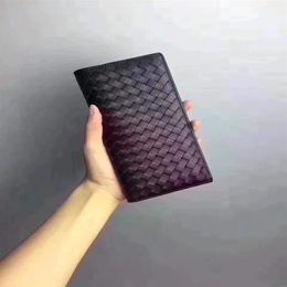 Sell New Fashion classic black Wallet Whole men women leather Knitting purse lady ladies long purse clutch bag original box ca285L