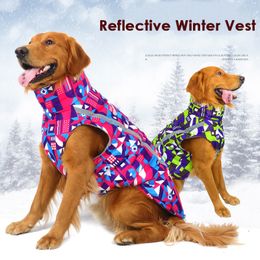 Dog Apparel Dog Vest Winter Reflective Pet Clothes Thickened Cotton-Padded Clothes Winter Outdoor Medium Large Dog Reflective Shell Jacket 230830