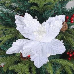 Decorative Flowers Shimmering Holiday Decor Festive Artificial Flower Ornaments For Christmas Tree Decoration Long-lasting Shiny Fake Xmas