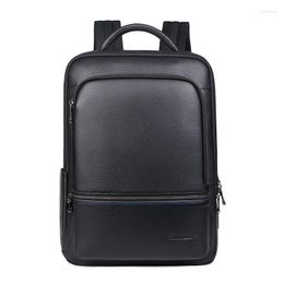 Backpack 2023 Fashion Real Genuine Leather Men Backpacks Student Boy 15.6 Inch Computer Laptop Bag