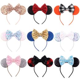 Hair Accessories 10Pcs Wholesale Classic Mouse Ears Headband Women Girls Festival Party Princess Hairband Kids Sequin Bow Female Hair Accessories 230830