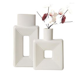 Vases Ceramic Vase Flower Decorative Square Hollow Design For Hydroponic Plants Arrangement