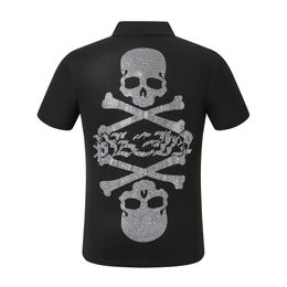 NEW Designer PP Men Polo Shirt Skull Summer Diamond Phillip Plain Short Sleeve T Shirt Harajuku Tee Brand Skulls Print Tops Streetwear PP9025