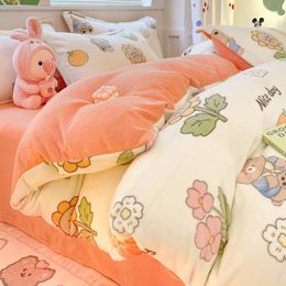 Bedding Sets Winter Plush Warm Duvet Cover Set With Sheet Pillowcase 4pcs Home Textiles Quilt Double Couple Bed Linens