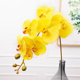Decorative Flowers 8 Heads Artificial Orchid European Retro Style Moth Butterfly Orchids Home Wedding Party Decoration Fake Silk Flores