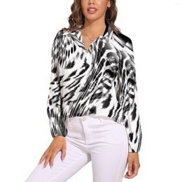 Women's Blouses Grey Cheetah Blouse Watercolor Leopard Print Kawaii Printed Women Long-Sleeve Casual Shirt Autumn Oversized Clothes