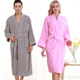 Women's Sleepwear Women Cotton Long Terry Bathrobe Plus Size Suck Water Towel Kimono Bath Robes El Spa Dressing Gown Men Lounge