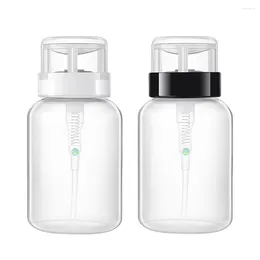 Nail Gel 2pcs 200ml Polish Remover Press Bottles Empty Lotion Travel Containers (Black Neck And White Bottle)