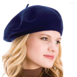 Berets Winter Beret Hats For Women Woollen Solid Colour Painter Hat European American Fashion Artistic Cap Ladies Outdoor Casual Headwear