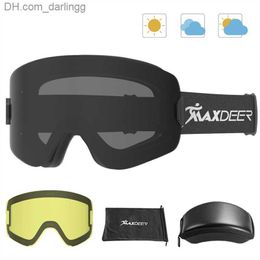 Ski Goggles Magnetic Double Layer Lens Polarized Skiing Eyewear Anti-fog UV400 Snowboard Men Women Glasses with Case Q230901