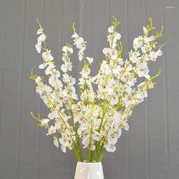 Decorative Flowers Silk Artificial Yellow Butterfly Orchid Phalaenopsis Fake Flower Branch For Wedding Party Home Festival Decoration