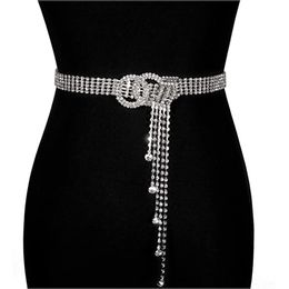 Belts Trend Belt For Women Luxury Full Shiny Waistband Casual Party Dress Belt Chain 230831