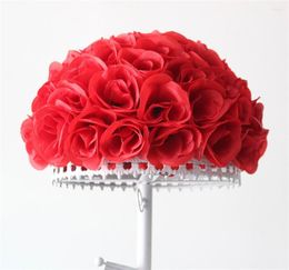 Decorative Flowers 30cm Red Plastic Inner Wedding Flower Ball