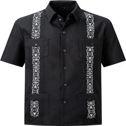 Mens Snap Shirts Casual Guayabera Shirts Short Sleeve270s