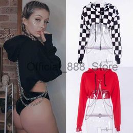 Sexy Women Hooded Cut off Front Sweatshirt Hoodie Crop Top Jumper Pullover Party x0831