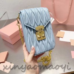 MM pleated mobile phone bag, Mini delicate, women's mobile phone bag, crossbody bag, chain bag, fashion elegant, candy Colour bag 825990