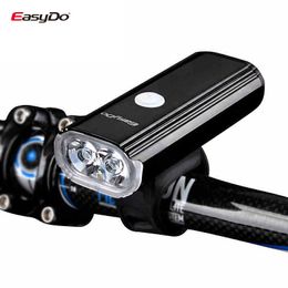 Luzes de bicicleta Easydo EL1110 Dual XPG LED Farol de liga de liga 4400mAH Bateria 1000Lumen Rotação de 360 graus Ciclismo Iluminação Lanterna frontal 230830