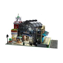 Vehicle Toys Meeting Point Station MOC 89154 City Building View Ideas Bricks House Modern Architecture Model Blocks Gifts for Children 230830