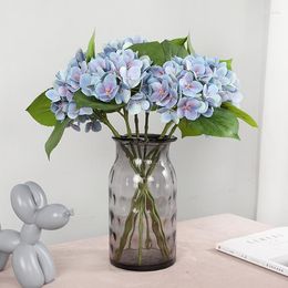 Decorative Flowers 1 PCS 42cm Single Stem Artificial Hydrangea Flower With Leaves Home Decor Wedding Table Room Decoration Gift F771