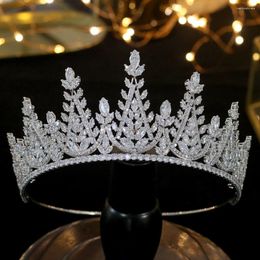 Hair Clips Bridal Wedding Luxury Crystal Headdress Female Elegant Crown King Accessories Zirconia Material Tiara
