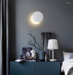 Wall Lamp Nordic Modern Art Solar Eclipse Stair Aisle Corridor Background Bedroom Bedside Round LED