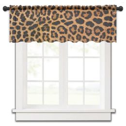 Curtain Leopard Texture Tulle Kitchen Small Window Valance Sheer Short Bedroom Living Room Home Decor Voile Drapes