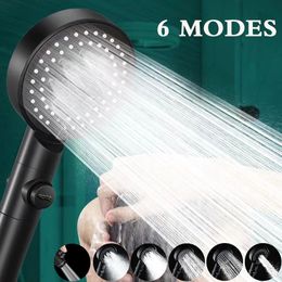 Bathroom Shower Heads 5 Modes Adjustable High Pressure Shower Head Water Saving One-Key Stop Spray Nozzle Shower Head ABS Massage Bathroom Accessories 230831
