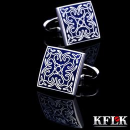 روابط الكفة kflk قميص مجوهرات الأزياء أزياء الأزياء للرجال العلامة التجارية رابط زر بالجملة أزرق عالي الجودة زفاف الذكور الذكور 230824