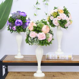 Decorative Flowers Wedding Wooden Table Centrepiece Props With Vase Road Lead Flower Ball Decoration Artificial El Christmas Deco
