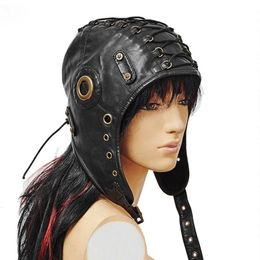 BeanieSkull Caps Steampunk Hat With Goggles Men Punk Earflap Bomber SteamPunk TrapperHat 230830
