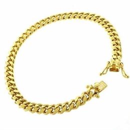 Men's Miami Cuban Link Bracelet Real 14k Gold Plated Solid Sterling Silver 8mm248E