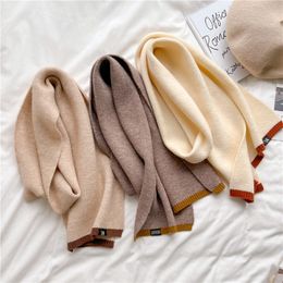 Scarves Elegant Women Knitted Scarf Solid Skinny Woollen Yarn Winter Warm Neckerchief Bufanda Female Shawl and Wraps Scarves Foulard 230831