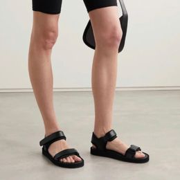 Sandals Casual Versatile Flat Beach Shoes Women Fashion Hook And Loop Platform Roman Slides Genuine Leather Sandalias De Mujer