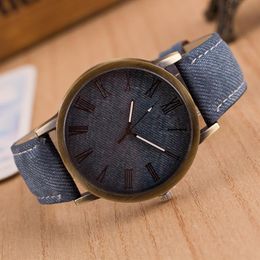 New Fashion Quartz Scale Watch Retro Multicolor Cowboy Jeans Imitated Leather Strap Clock For Women&Men Student Exam Time LJS158224S