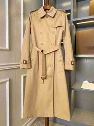 Women's Trench Coats Designer British style double breasted slim fitting belt with back split long trench coat Gabardian cotton classic NENW