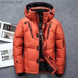 Men's Down Parkas 2023 Men Winter Fashion Oversize Down Jackets Male White Duck Down Outerwear Men Hooded Outdoor Thick Warm Snow Coats H402 Q230831