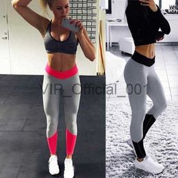 Popular Tight Leggings In Europe and America for Outdoor Sports High Elastic Yoga Pants Colour Contrast Leggings At The Hem x0831