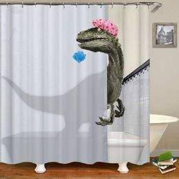 Shower Curtains Cute Dinosaur Funny Shower Bathroom Curtain Waterproof Cat Green Leaves Fabric Pastel Toilet Door Curtains Modern Marble Cortina 230831