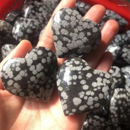 Jewelry Pouches Wholesale Natural Snowflake Obsidian Hearts Love Decorative Energy Crystal Ornaments