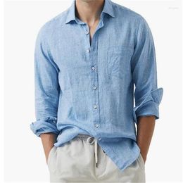 Men's Casual Shirts Mens Cotton Linen Button Down Long Sleeve Summer Beach