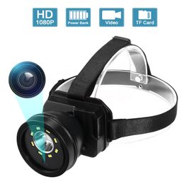 Mini Cameras 1080P Full HD Headlight DV Action Camera Portable Headlamp Video Recorder Loop 2 LED Built in 4000mA USB IPX4 Waterproof 230830