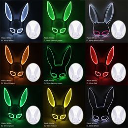 Party Masken Karneval EL Wire Bunny Masque Masquerade LED Nachtclub Kaninchen Masken Karneval Geburtstag Hochzeit Gesichtsmaske T9I002437