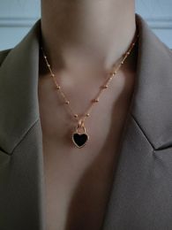 Pendant Necklaces 18k Gold plated Sterling Silver Love Drop Glaze Necklace Niche Light Luxury High end Sweater Chain Birthday Gift 230831