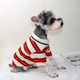 Pet Dog Pullover POLO Shirt Schnauzer Fighter Teddy Puppy Striped Short Sleeve Shirt Lapel Trendy Pet Clothes T Shirt