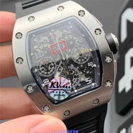 Kv Watch Rm011 Rm11-03 7750 Multifun Ctional Chrono Movement Sapphire Crystal Glass Mirror Titanium to Make the Case Rubber Watchband Mens Watches WN-IV6W