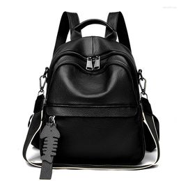 School Bags High Quality Vintage Backpack For Women Fashion Genuine Leather Luxury Designer Casual Travel Bagpack Ladies Bag